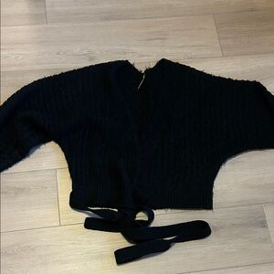 Free People Black Tie-Front Cardigan